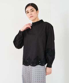 collex / コレックス シャツ・ブラウス | レース切替スタインドカラーブラウス