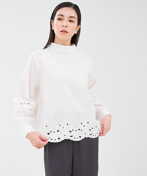 collex / コレックス シャツ・ブラウス | レース切替スタインドカラーブラウス | 詳細6