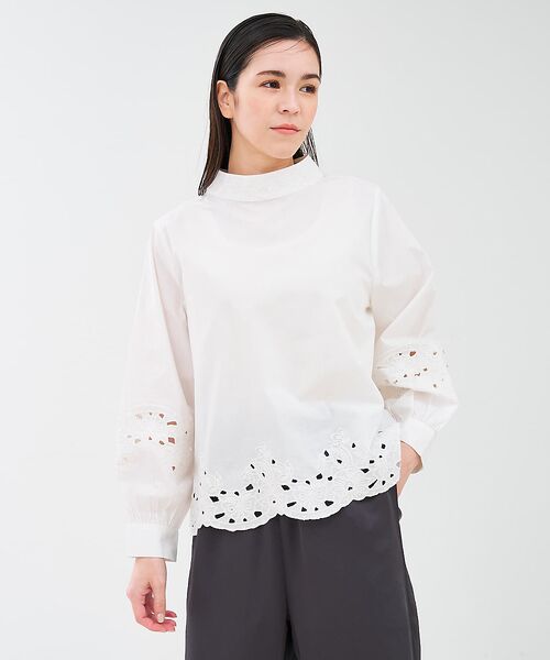 collex / コレックス シャツ・ブラウス | レース切替スタインドカラーブラウス | 詳細7