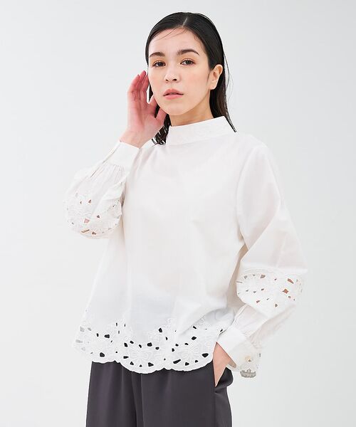 collex / コレックス シャツ・ブラウス | レース切替スタインドカラーブラウス | 詳細8
