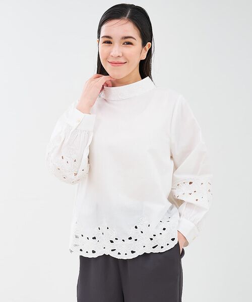 collex / コレックス シャツ・ブラウス | レース切替スタインドカラーブラウス | 詳細9