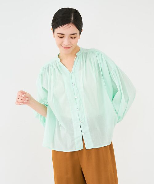 collex/コレックス リボン&ギャザーブラウス エメラルドグリーン F collex/コレックス リボン&ギャザーブラウス エメラルドグリーン F