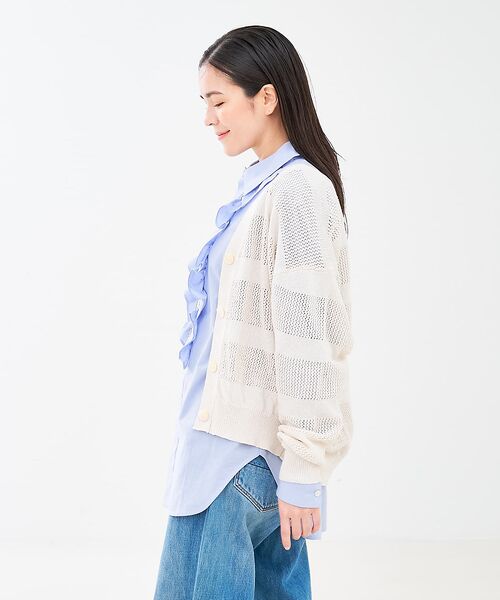 collex / コレックス カーディガン・ボレロ | レーシーボーダーVネックカーディガン | 詳細4