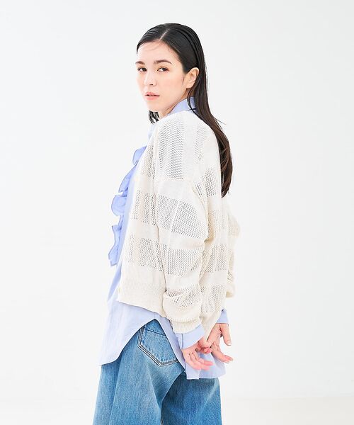 collex / コレックス カーディガン・ボレロ | レーシーボーダーVネックカーディガン | 詳細5