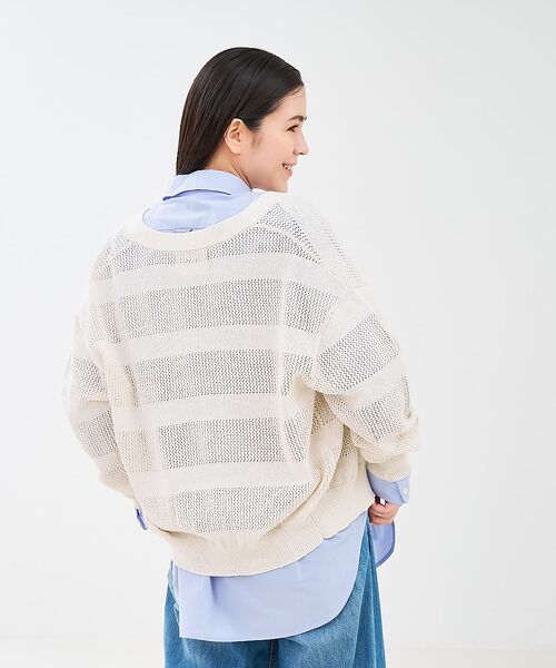 collex / コレックス カーディガン・ボレロ | レーシーボーダーVネックカーディガン | 詳細6
