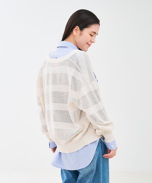 collex / コレックス カーディガン・ボレロ | レーシーボーダーVネックカーディガン | 詳細7