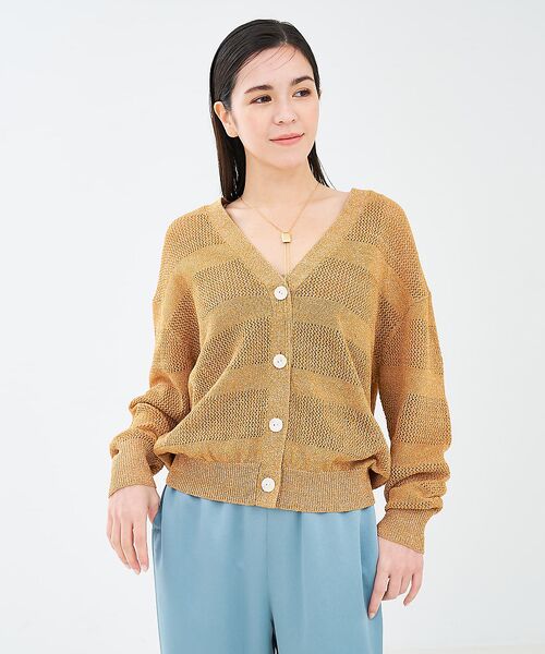 collex / コレックス カーディガン・ボレロ | レーシーボーダーVネックカーディガン | 詳細11