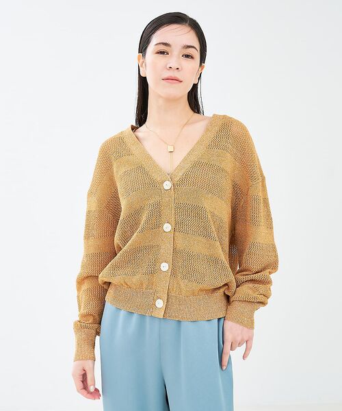 collex / コレックス カーディガン・ボレロ | レーシーボーダーVネックカーディガン | 詳細12