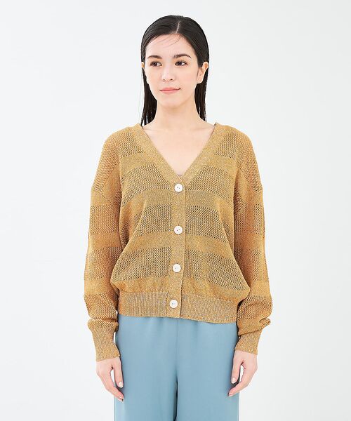 collex / コレックス カーディガン・ボレロ | レーシーボーダーVネックカーディガン | 詳細13