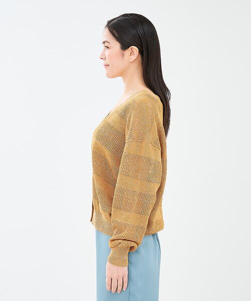 collex / コレックス カーディガン・ボレロ | レーシーボーダーVネックカーディガン | 詳細14