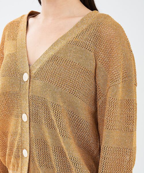 collex / コレックス カーディガン・ボレロ | レーシーボーダーVネックカーディガン | 詳細17