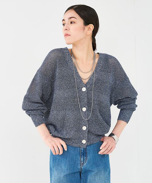 collex / コレックス カーディガン・ボレロ | レーシーボーダーVネックカーディガン | 詳細23