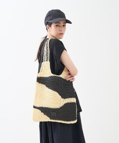 collex / コレックス トートバッグ | 【Swaraj /スワラージ】手編み ゼブラ ラフィアトートバッグ