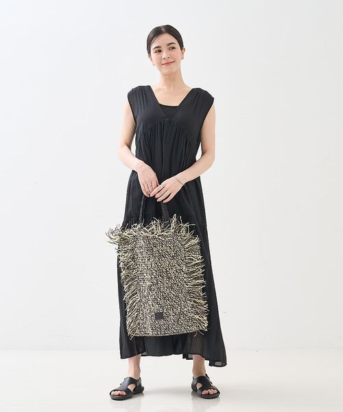 collex / コレックス トートバッグ | 【Swaraj /スワラージ】手編み ラフィア フリンジ トートバッグ | 詳細1