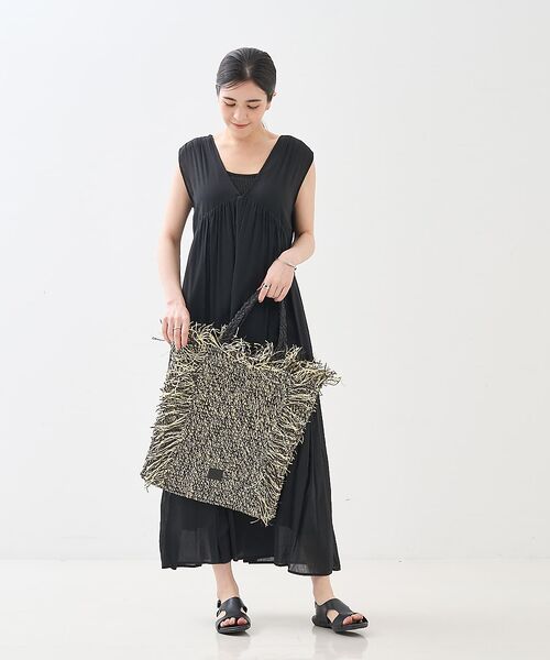 collex / コレックス トートバッグ | 【Swaraj /スワラージ】手編み ラフィア フリンジ トートバッグ | 詳細2