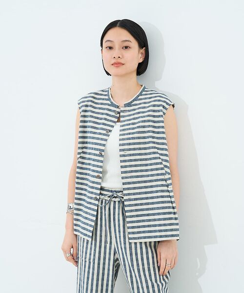 collex / コレックス シャツ・ブラウス | ボーダーノースリーブブラウス | 詳細8