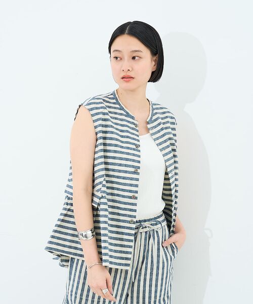collex / コレックス シャツ・ブラウス | ボーダーノースリーブブラウス | 詳細9