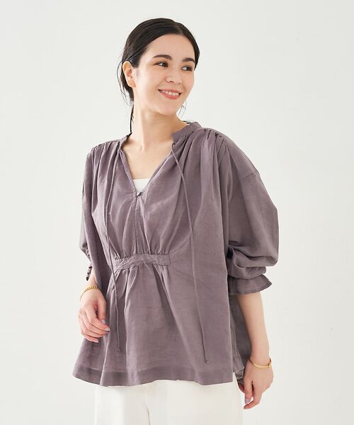 collex/コレックス リネンコットンギャザーブラウス グレー F collex/コレックス リネンコットンギャザーブラウス グレー F