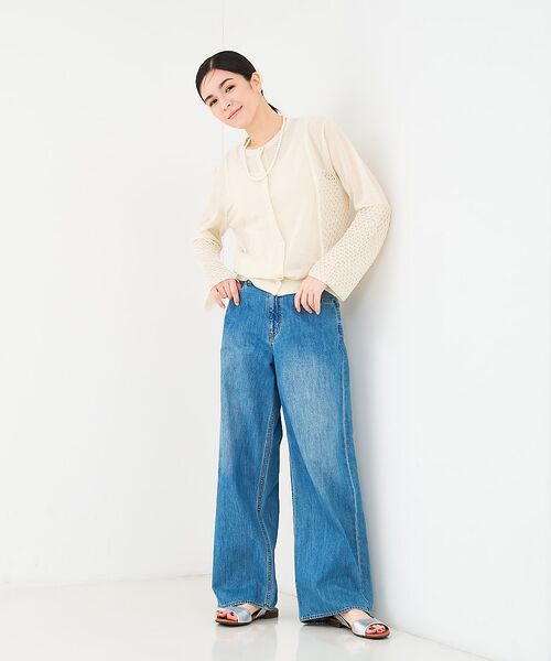 collex / コレックス カーディガン・ボレロ | リネンタッチ透かし柄カーディガン | 詳細1