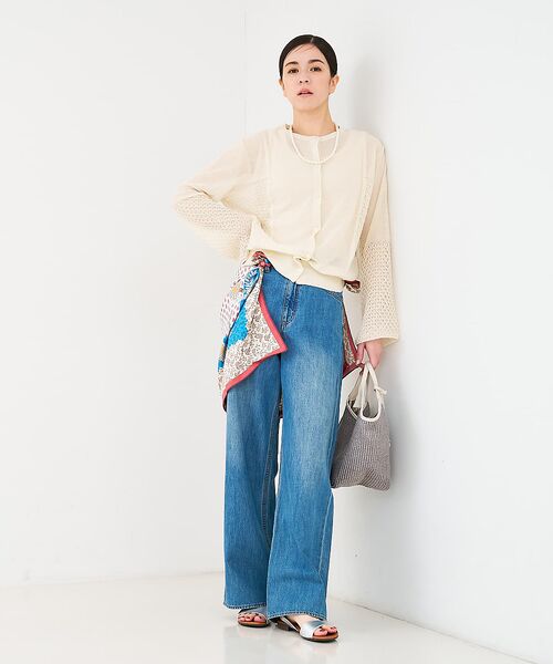 collex / コレックス カーディガン・ボレロ | リネンタッチ透かし柄カーディガン | 詳細4