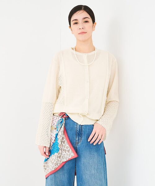 collex / コレックス カーディガン・ボレロ | リネンタッチ透かし柄カーディガン | 詳細5