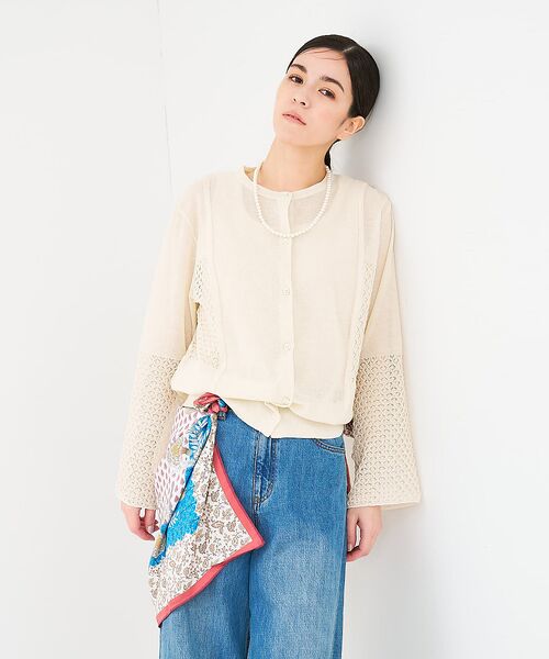 collex / コレックス カーディガン・ボレロ | リネンタッチ透かし柄カーディガン | 詳細6