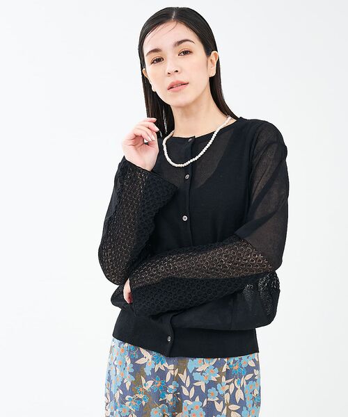 collex / コレックス カーディガン・ボレロ | リネンタッチ透かし柄カーディガン | 詳細15