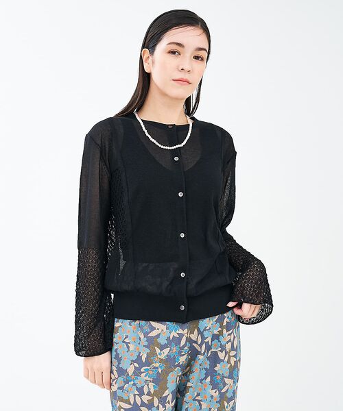 collex / コレックス カーディガン・ボレロ | リネンタッチ透かし柄カーディガン | 詳細17