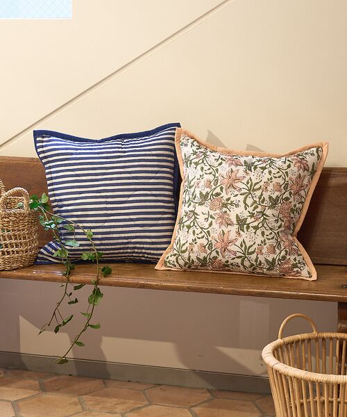 collex / コレックス インテリア・インテリア雑貨 | ブロックプリント キルトクッションカバー 45×45 | 詳細11