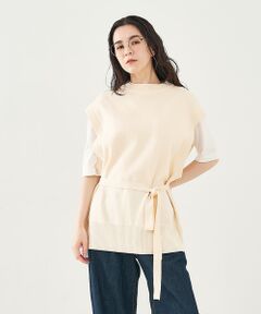 collex / コレックス ベスト | ベルト付バックスリットニットベスト
