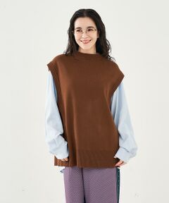 collex / コレックス ベスト | ベルト付バックスリットニットベスト