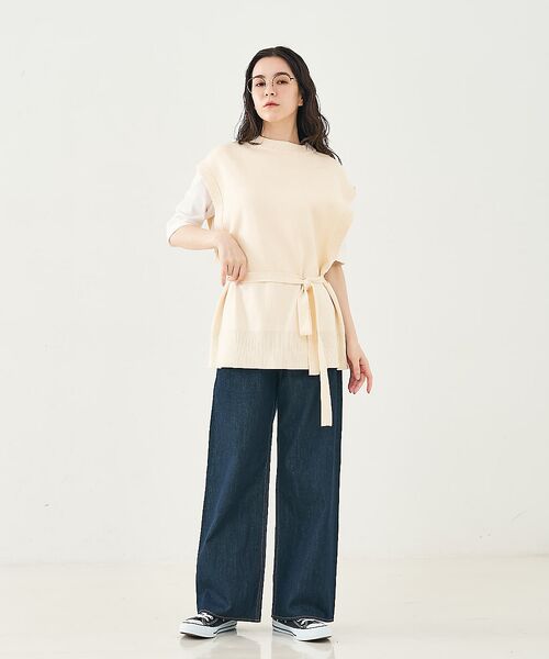 collex / コレックス ベスト | ベルト付バックスリットニットベスト | 詳細2