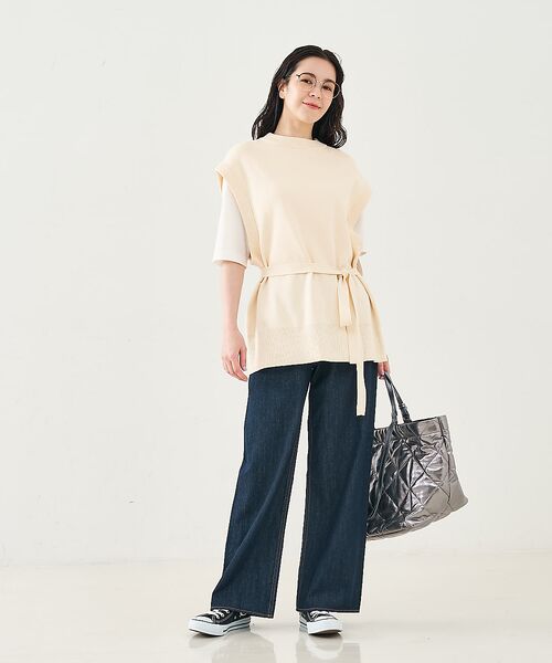 collex / コレックス ベスト | ベルト付バックスリットニットベスト | 詳細3