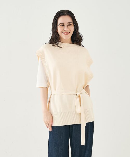 collex / コレックス ベスト | ベルト付バックスリットニットベスト | 詳細4