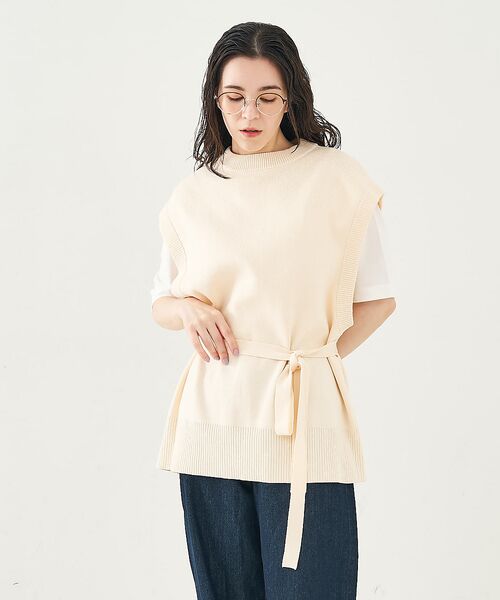 collex / コレックス ベスト | ベルト付バックスリットニットベスト | 詳細6