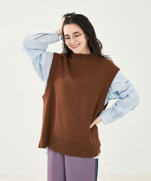 collex / コレックス ベスト | ベルト付バックスリットニットベスト | 詳細11