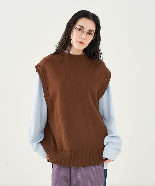 collex / コレックス ベスト | ベルト付バックスリットニットベスト | 詳細12