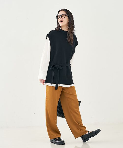 collex / コレックス ベスト | ベルト付バックスリットニットベスト | 詳細15