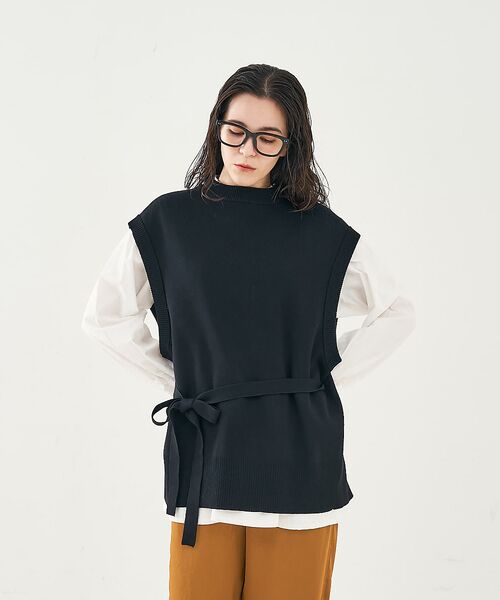 collex / コレックス ベスト | ベルト付バックスリットニットベスト | 詳細18