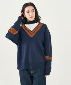 collex / コレックス ニット・セーター | 配色ラインVネックニットプルオーバー
