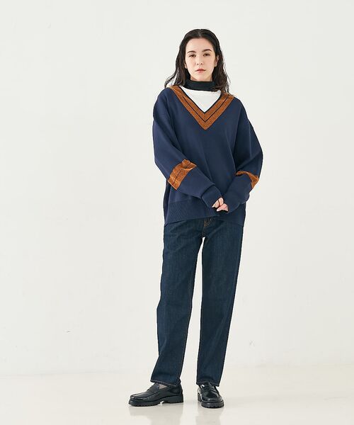 collex / コレックス ニット・セーター | 配色ラインVネックニットプルオーバー | 詳細15