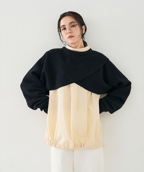 collex / コレックス ニット・セーター | 2WAYショートニットプルオーバー（ブラック）