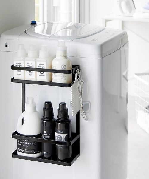 collex / コレックス その他雑貨 | 【tower/タワー 】洗濯機横マグネット収納ラック2段 ランドリー マグネット（ブラック）