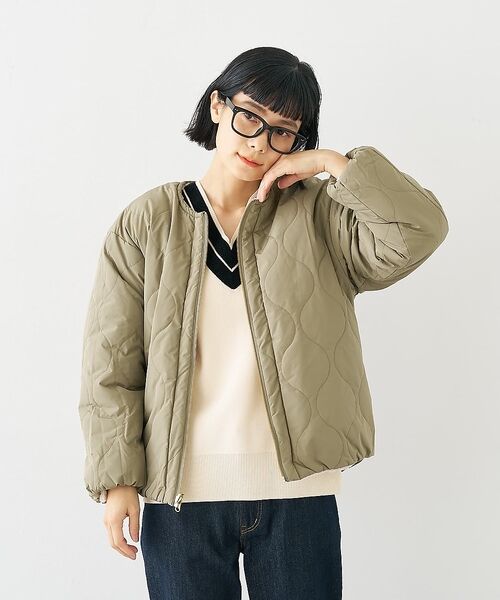 collex / コレックス ブルゾン | キルト×ボアリバーシブル中綿ブルゾン（カーキ）