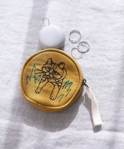 collex / コレックス ポーチ | 【＋HAyU fabric】サークルポーチ 猫 刺繍 | 詳細7