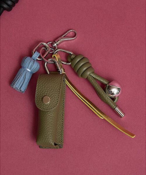 collex / コレックス キーホルダー・ストラップ | 【WEB限定】【Beau're/ヴュレ】リップケース付きレザーチャーム（カーキ）