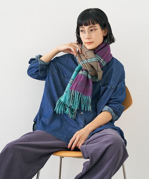 collex / コレックス マフラー・ショール・スヌード・ストール | ウールリバーシブルチェックストール | 詳細2