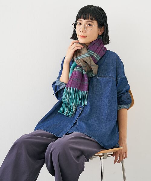 collex / コレックス マフラー・ショール・スヌード・ストール | ウールリバーシブルチェックストール | 詳細3