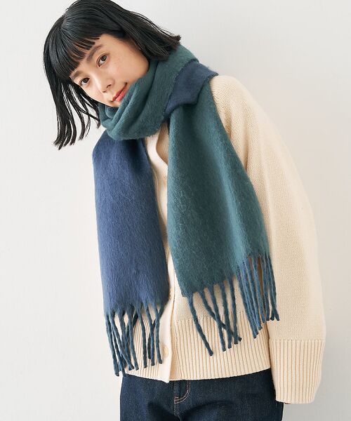 collex / コレックス マフラー・ショール・スヌード・ストール | ソフトブークレーリバーシブルマフラー（ネイビー）