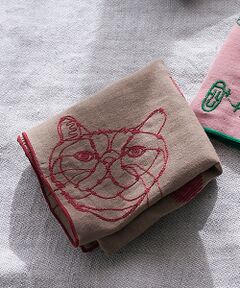 collex / コレックス ハンカチ | 【＋HAyU fabric】 ダブルガーゼ 猫刺繍ハンカチ 綿100%